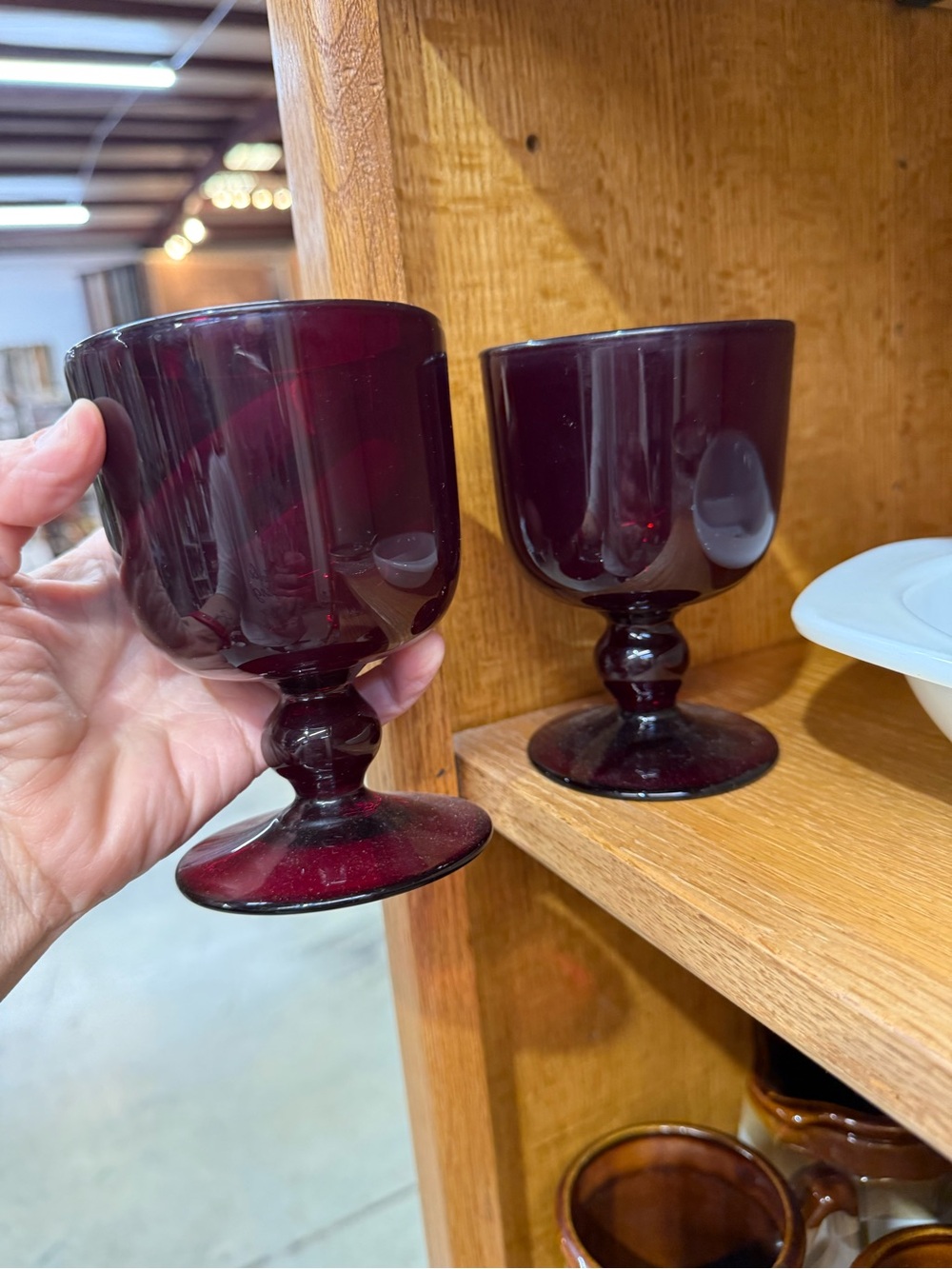 Vintage Anchor Hocking Ruby Red wine goblet set
